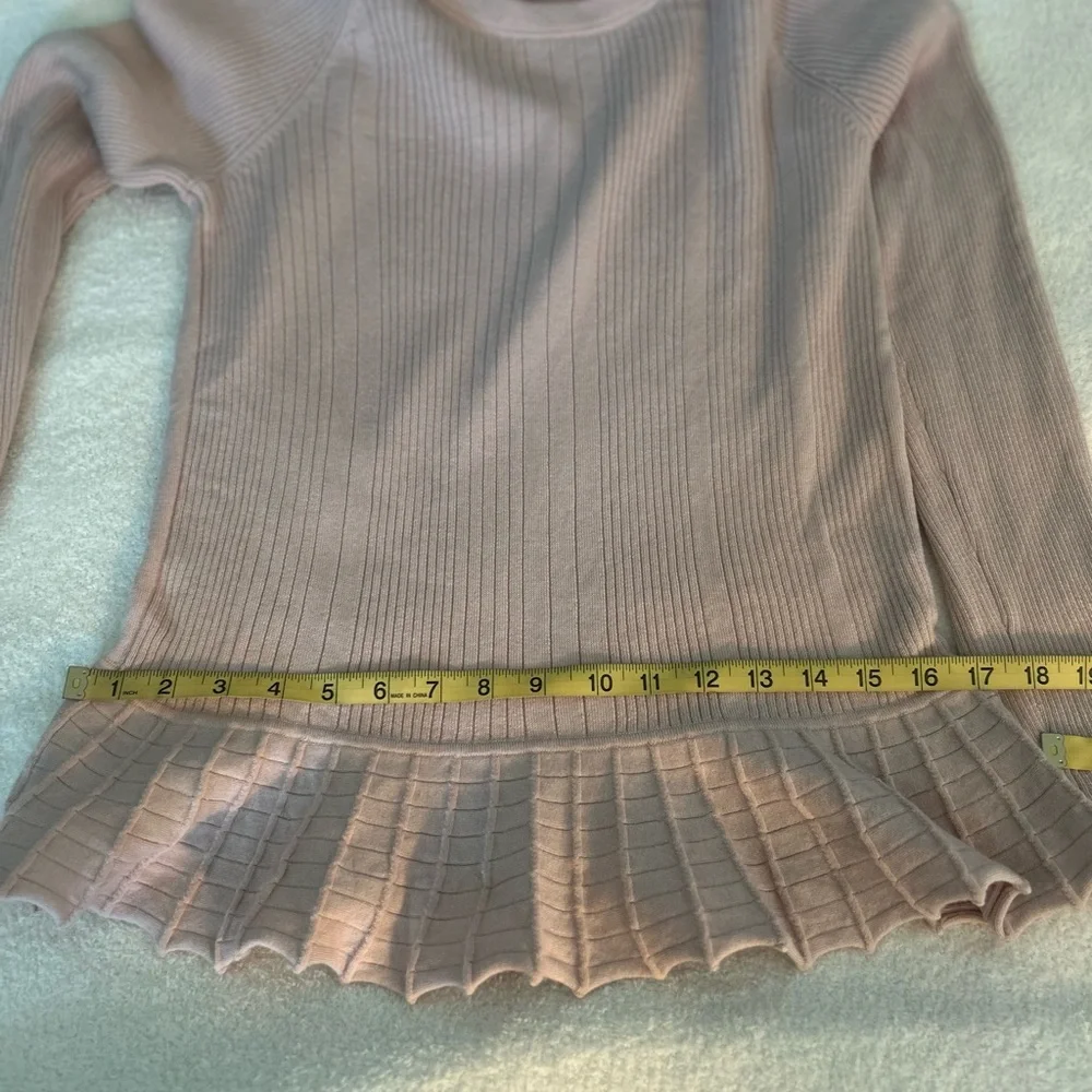 Tory Burch Ribbed Ballet Pink Peplum Sweater Silk/Cashmere Blend Large - Picture 13 of 15